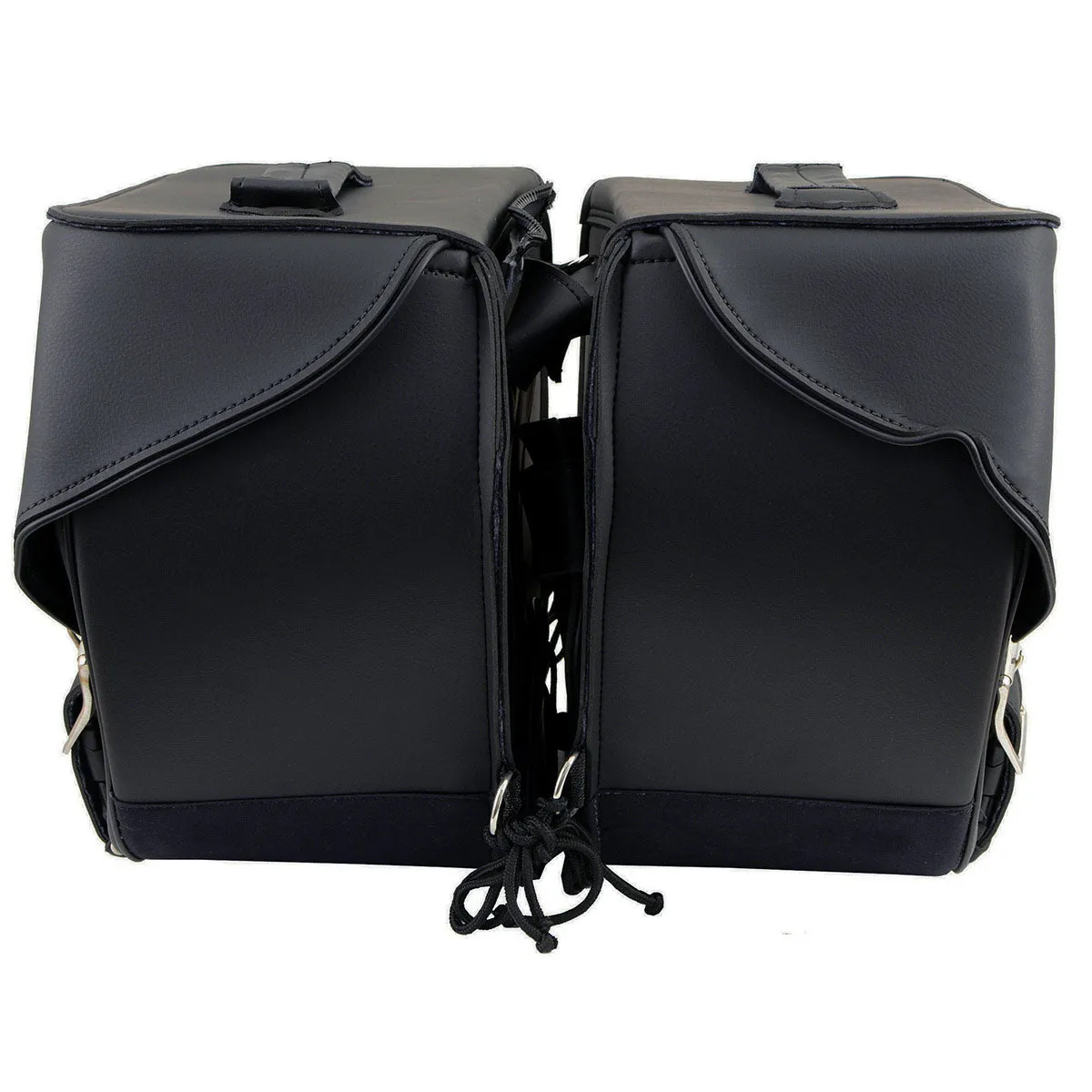 Milwaukee Leather SH55101ZB Black 3 Strap Zip-Off Motorcycle Saddlebags