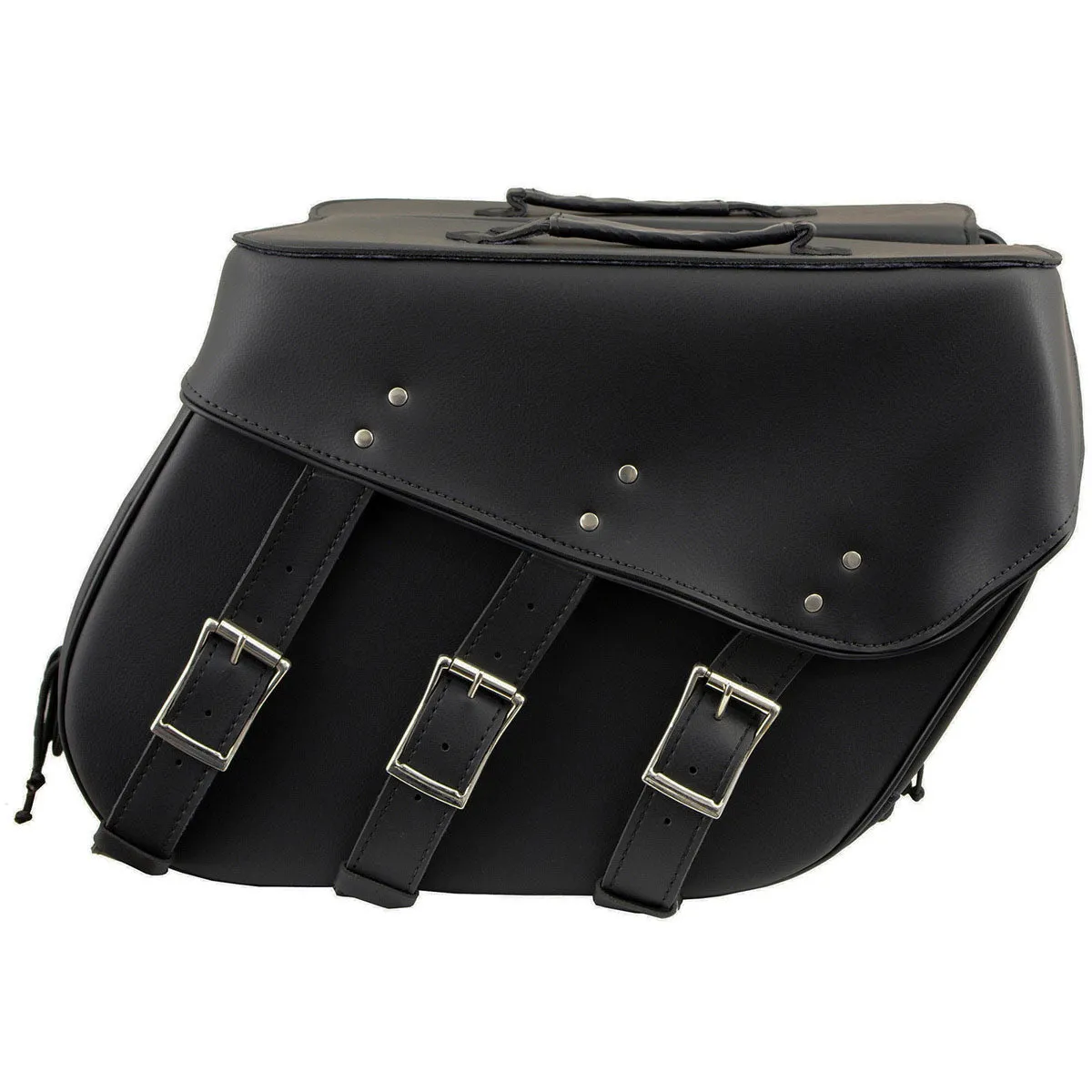 Milwaukee Leather SH55101ZB Black 3 Strap Zip-Off Motorcycle Saddlebags