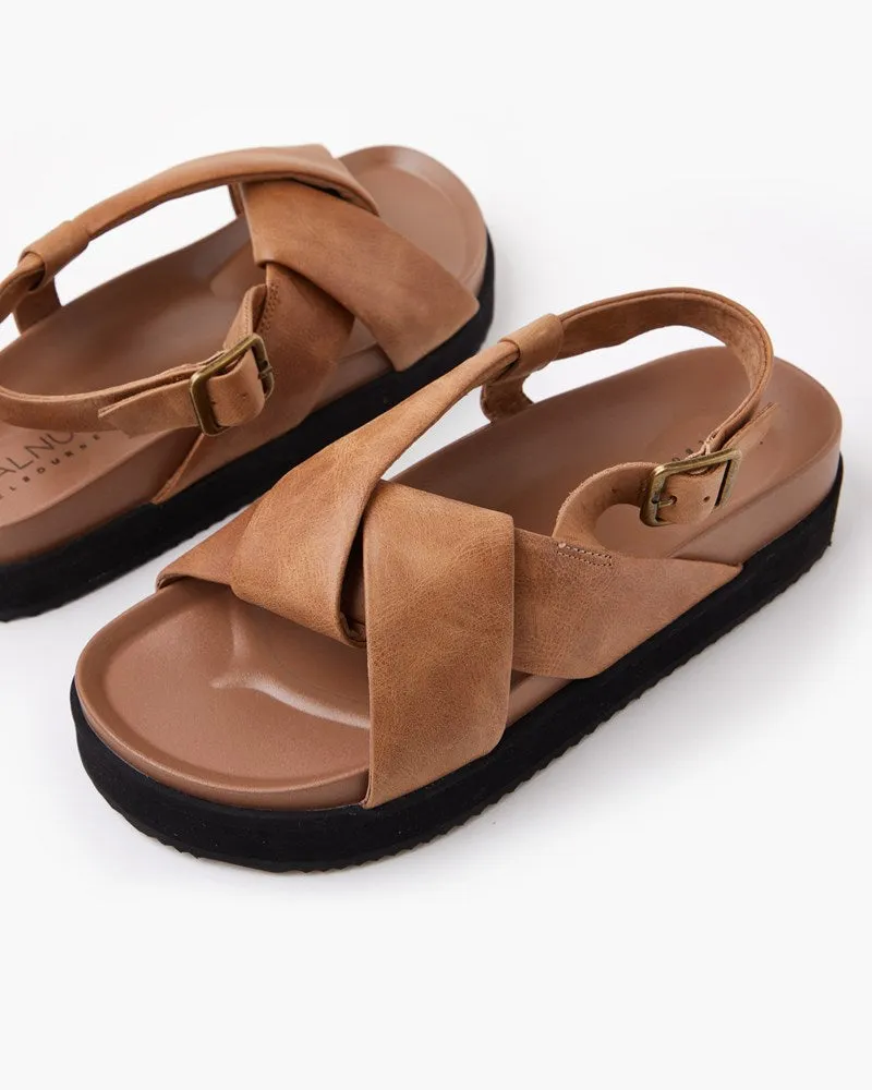 Mya Leather Sandal - Dark Tan