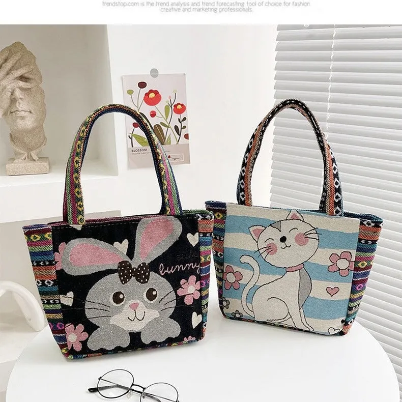 New Ethnic Style Embroidered Tote Bag Cross-Border Handbag Factory Wholesale Vintage Embroidery Large Capacity Literary Women Bag