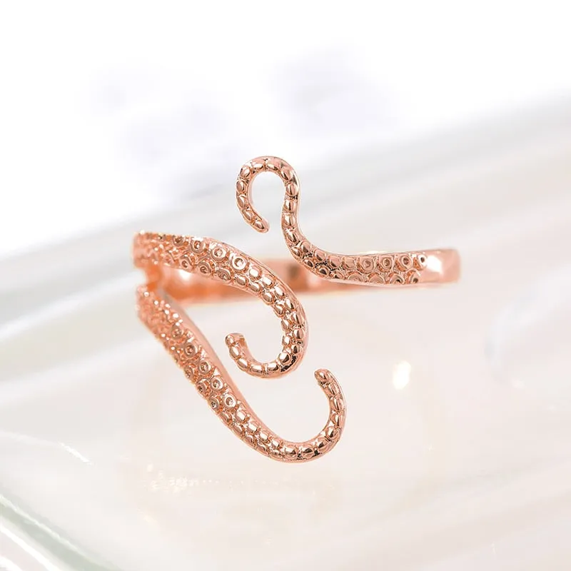 Octopus Sucker Foot Finger Rings For Women Children Sea Jewelry Cute Marine Life Adjustable Rings Ocean Brincos