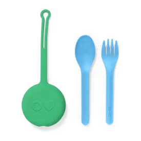 OmiePod Kids Utensils Set with Case ~ Mint Green