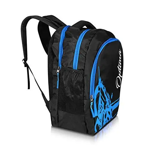 OPTIMA Water Resistant Slim Backpack for Men and Women Fits 13 Inch Laptop and Notebook (Black and Blue)