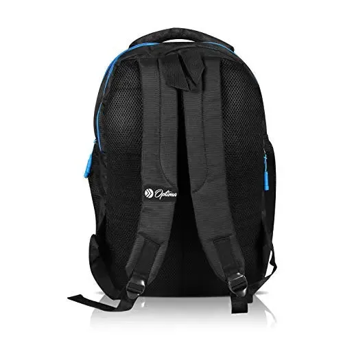 OPTIMA Water Resistant Slim Backpack for Men and Women Fits 13 Inch Laptop and Notebook (Black and Blue)