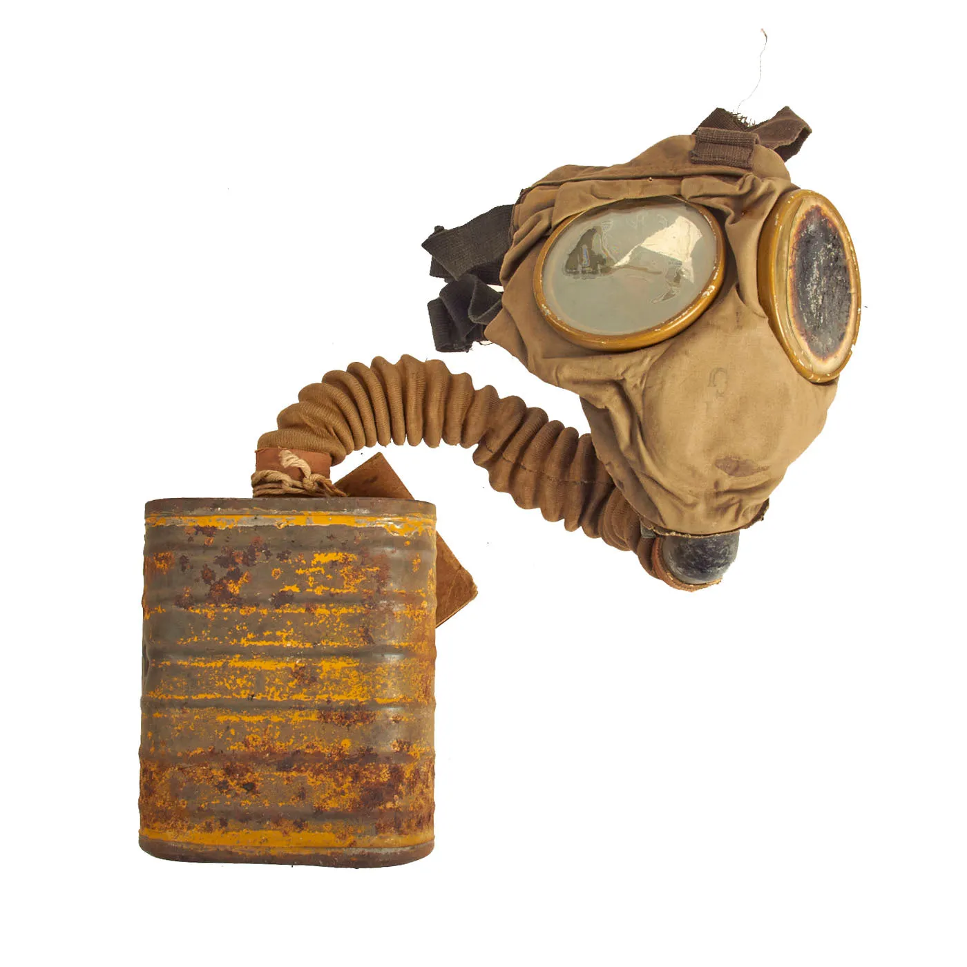 Original U.S. WWI 307th Infantry Regt. 77th Infantry Div. Named Grouping - M1917 Doughboy Helmet & SBR Gas Mask in Bag