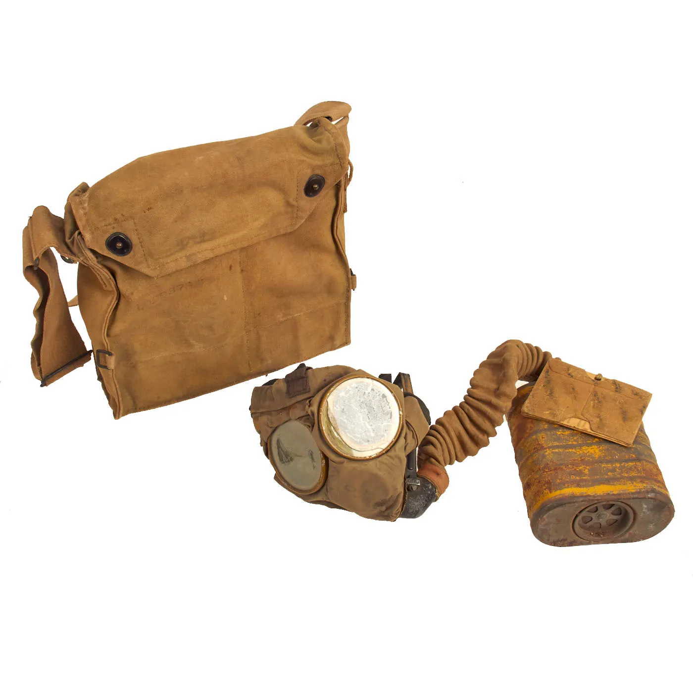 Original U.S. WWI 307th Infantry Regt. 77th Infantry Div. Named Grouping - M1917 Doughboy Helmet & SBR Gas Mask in Bag