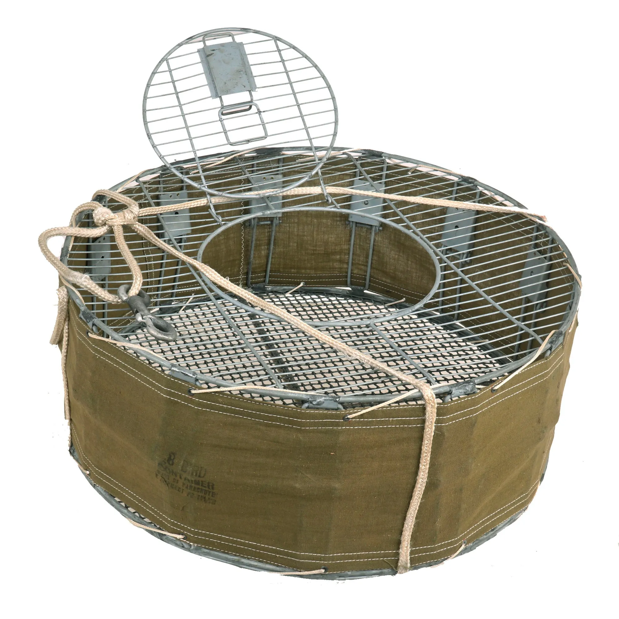 Original U.S. WWII Airborne Parachute Pigeon Cage Drop Cage Basket with Packaged Parachute