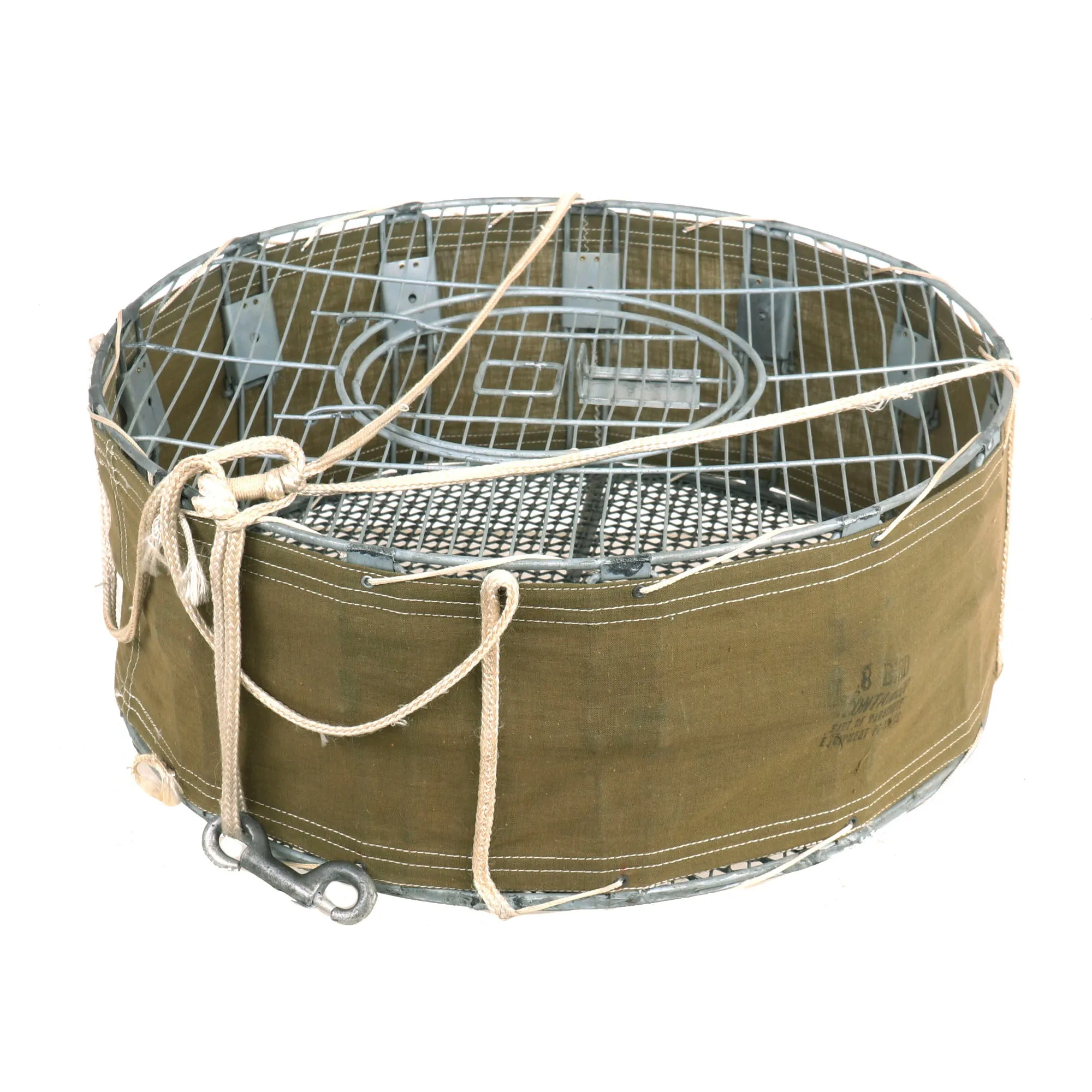 Original U.S. WWII Airborne Parachute Pigeon Cage Drop Cage Basket with Packaged Parachute