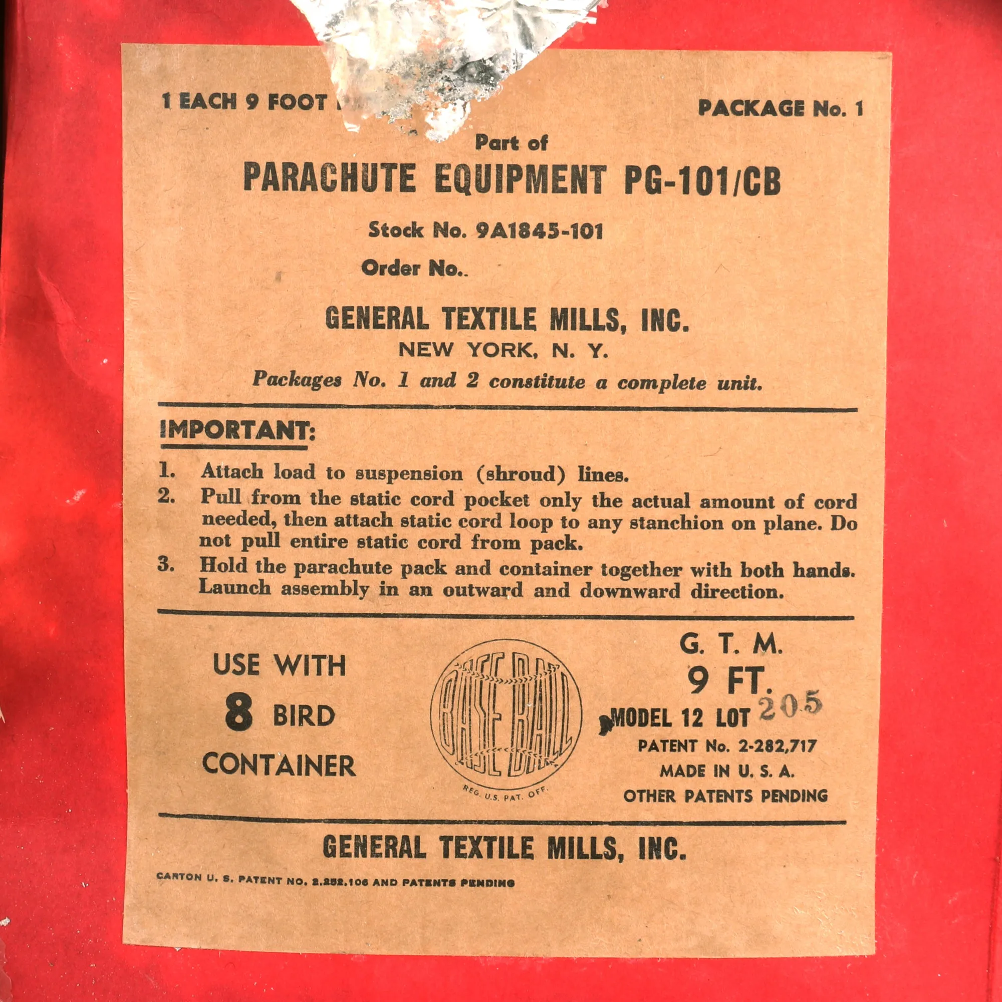 Original U.S. WWII Airborne Parachute Pigeon Cage Drop Cage Basket with Packaged Parachute