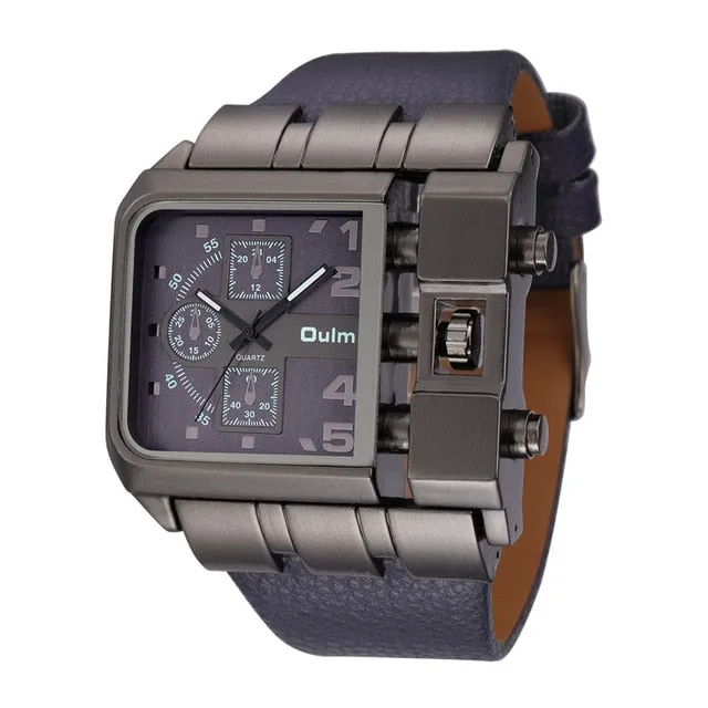 Oulm 3364 Casual Wristwatch Square Dial Wide Strap Men's Quartz Watch Luxury Brand Male Clock Super Big Men Watches