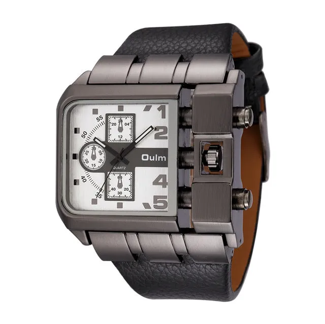 Oulm 3364 Casual Wristwatch Square Dial Wide Strap Men's Quartz Watch Luxury Brand Male Clock Super Big Men Watches