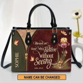 Personalized Blessed Are Those Who Believe Without Seeing Special Leather Bag - Christian Pu Leather Bags For Women