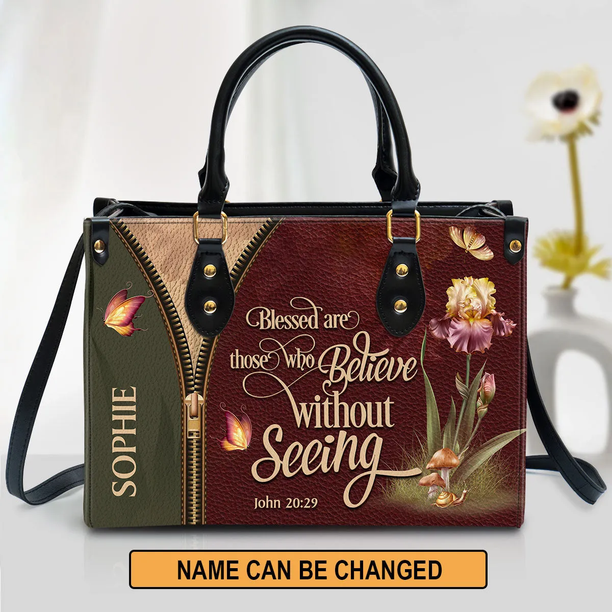 Personalized Blessed Are Those Who Believe Without Seeing Special Leather Bag - Christian Pu Leather Bags For Women