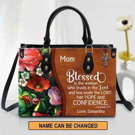 Personalized Blessed Is The Woman Who Trusts In The Lord Special Leather Bag - Christian Pu Leather Bags For Women