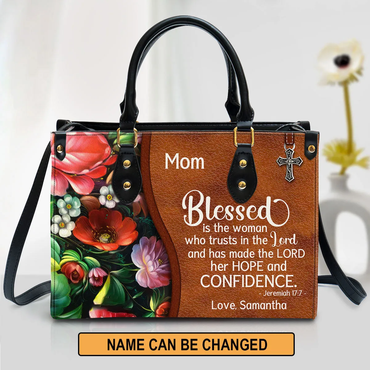 Personalized Blessed Is The Woman Who Trusts In The Lord Special Leather Bag - Christian Pu Leather Bags For Women