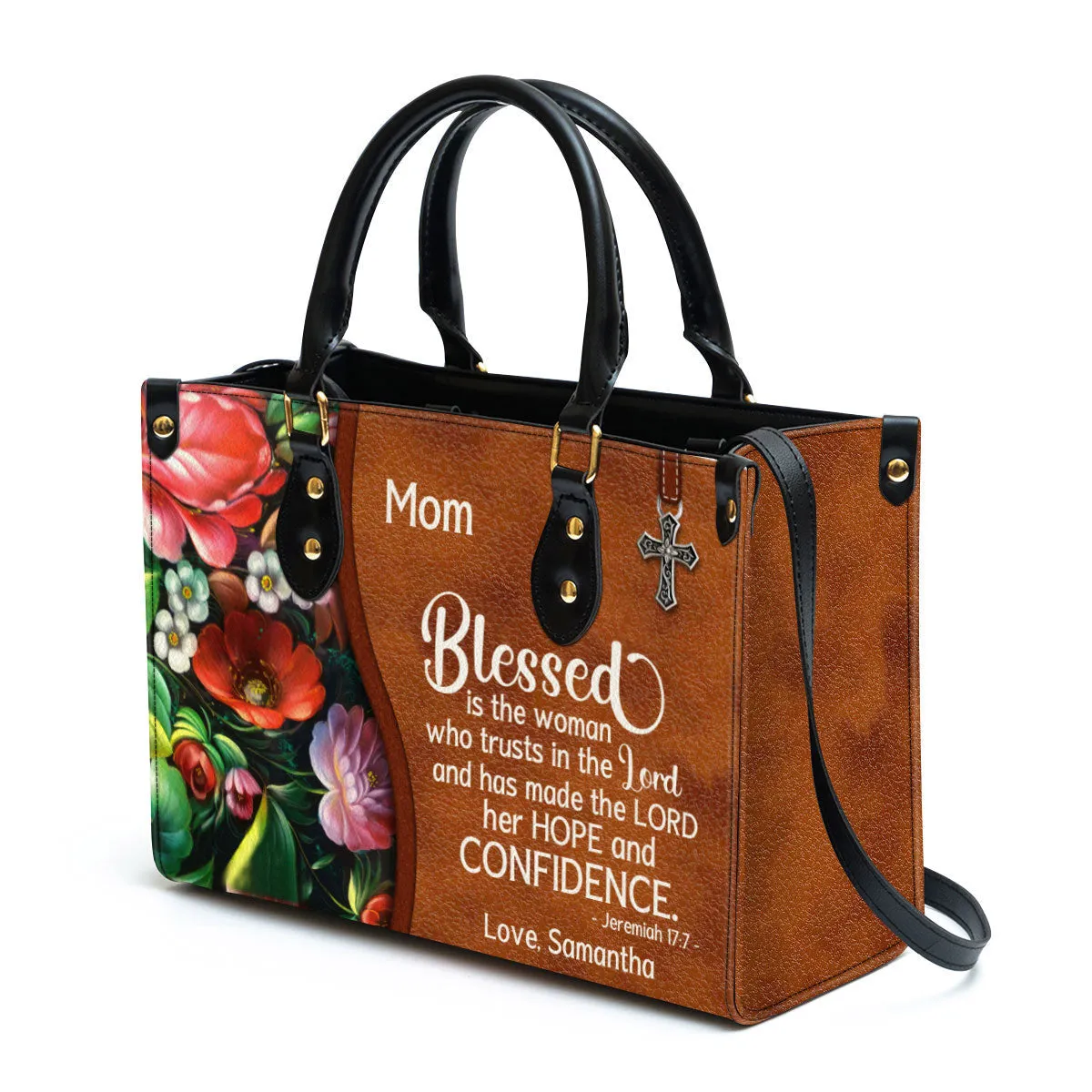 Personalized Blessed Is The Woman Who Trusts In The Lord Special Leather Bag - Christian Pu Leather Bags For Women