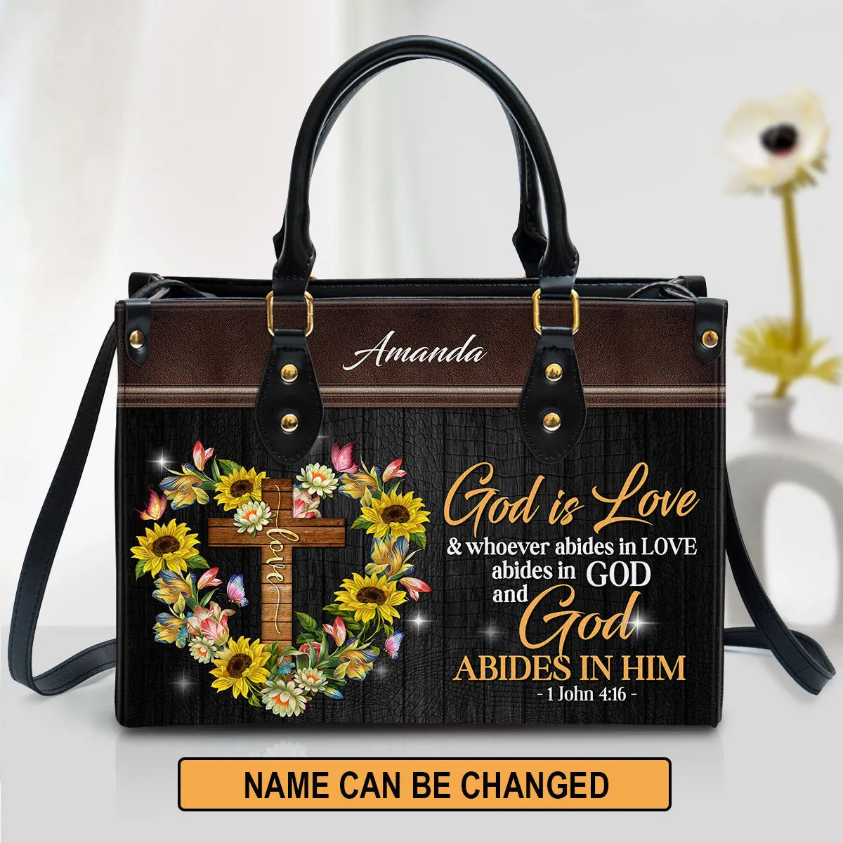 Personalized God Is Love Leather Bag - Christian Pu Leather Bags For Women