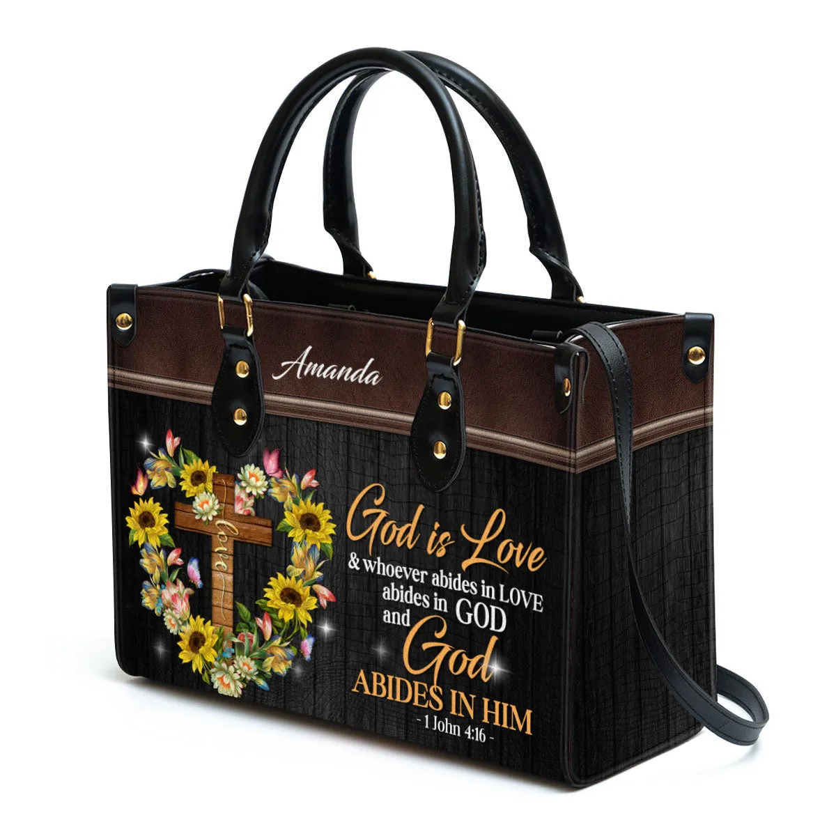 Personalized God Is Love Leather Bag - Christian Pu Leather Bags For Women