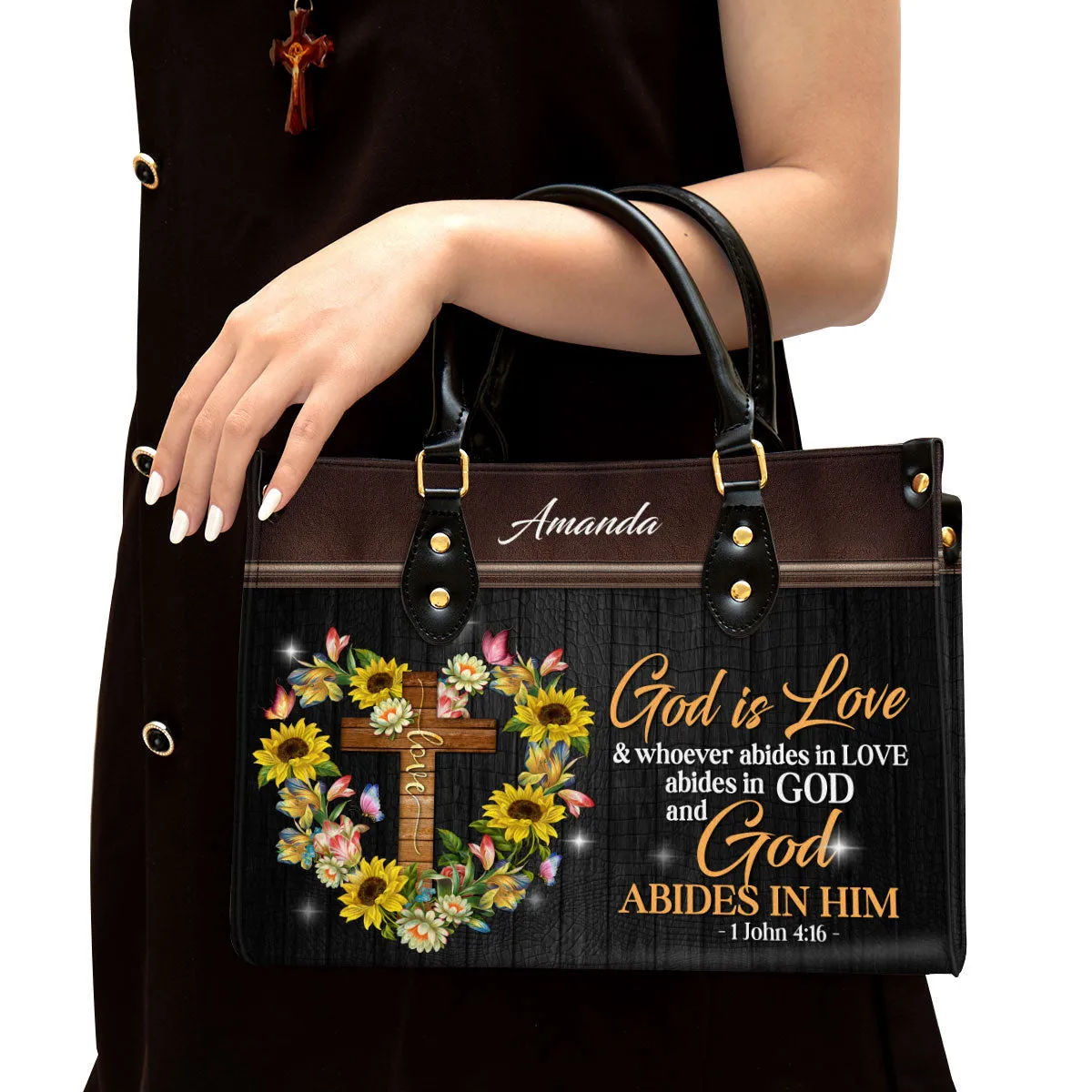 Personalized God Is Love Leather Bag - Christian Pu Leather Bags For Women