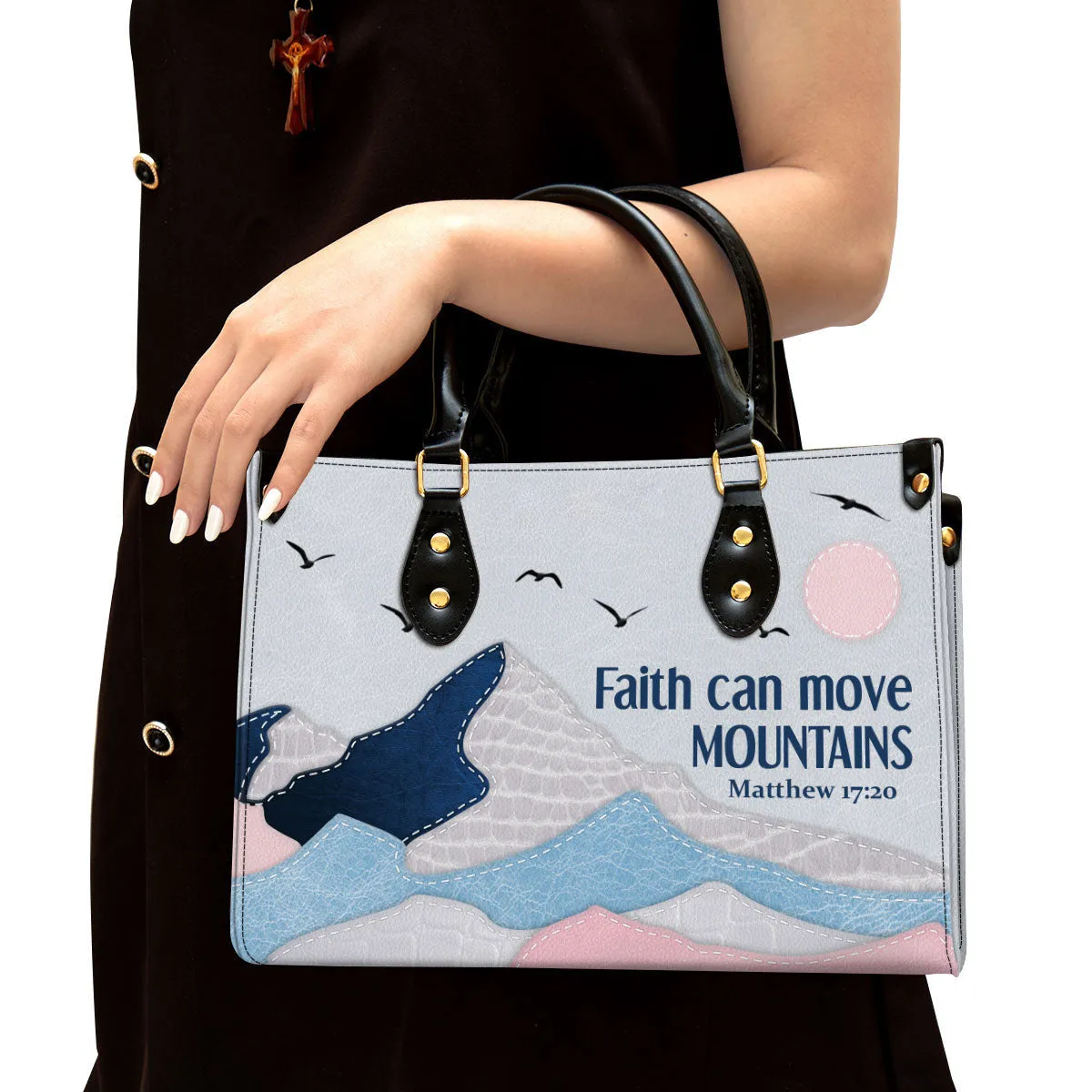 Personalized Leather Bag For Women - Faith Can Move Mountains Leather Bag Leather Bag - Christian Gifts for Women