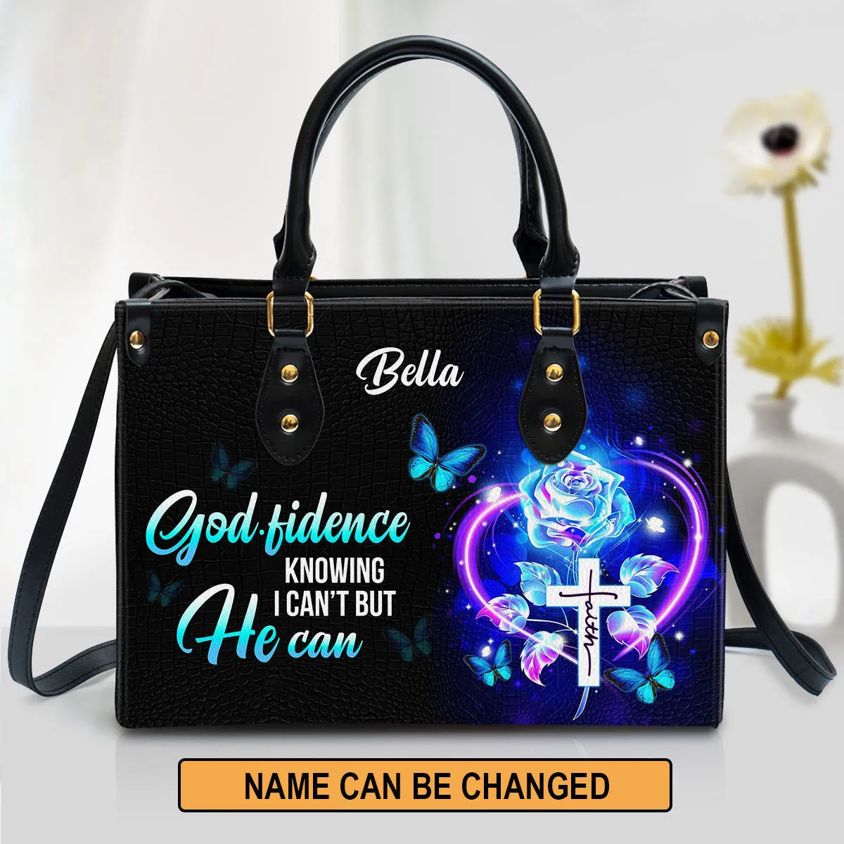 Personalized Leather Bag For Women - Godfidence Knowing I Can‘t But He Can Leather Bag Leather Bag - Christian Gifts for Women