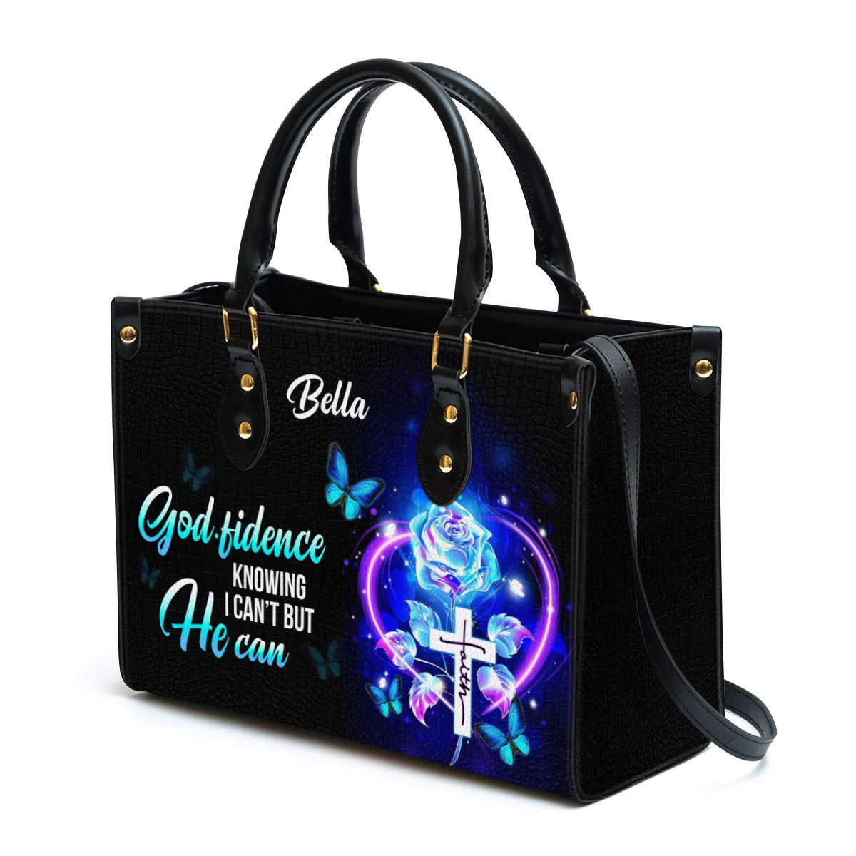 Personalized Leather Bag For Women - Godfidence Knowing I Can‘t But He Can Leather Bag Leather Bag - Christian Gifts for Women