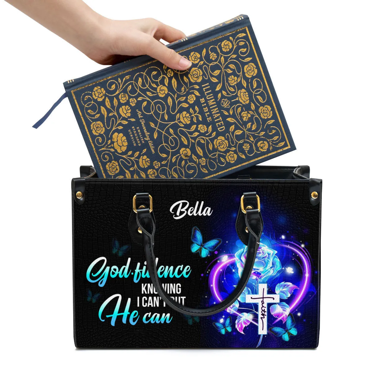 Personalized Leather Bag For Women - Godfidence Knowing I Can‘t But He Can Leather Bag Leather Bag - Christian Gifts for Women