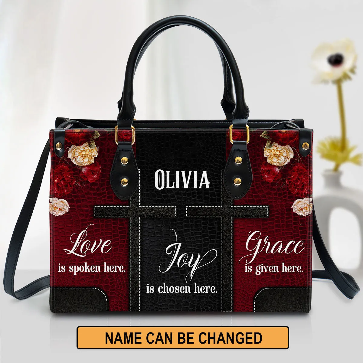 Personalized Leather Bag For Women - Grace Is Given Here Leather Bag Leather Bag - Christian Gifts for Women