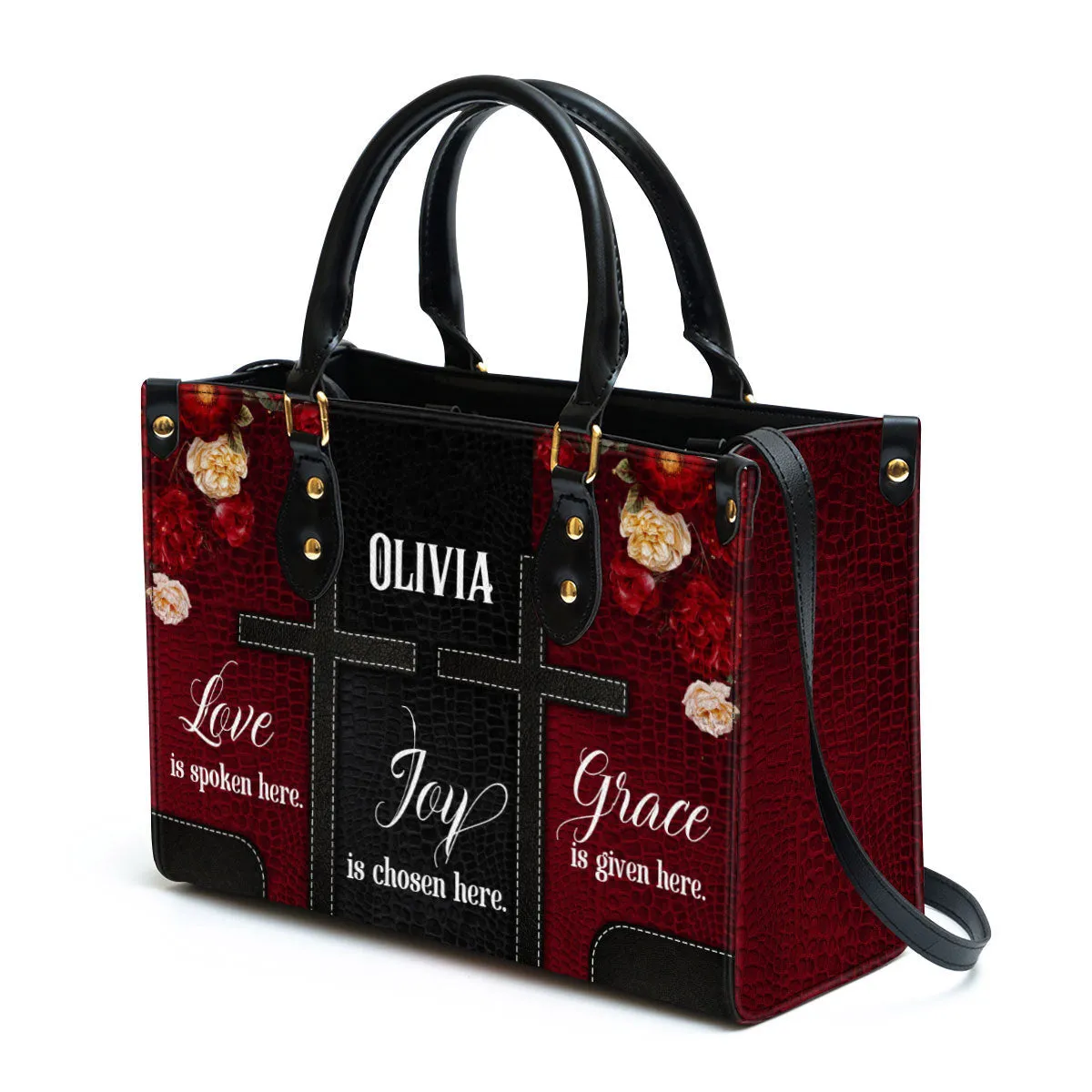 Personalized Leather Bag For Women - Grace Is Given Here Leather Bag Leather Bag - Christian Gifts for Women