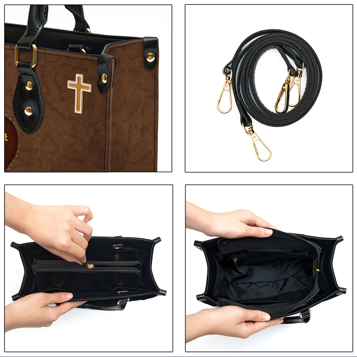 Personalized Sunflower Leather Handbag With Handle Religious Gifts For Christian Women