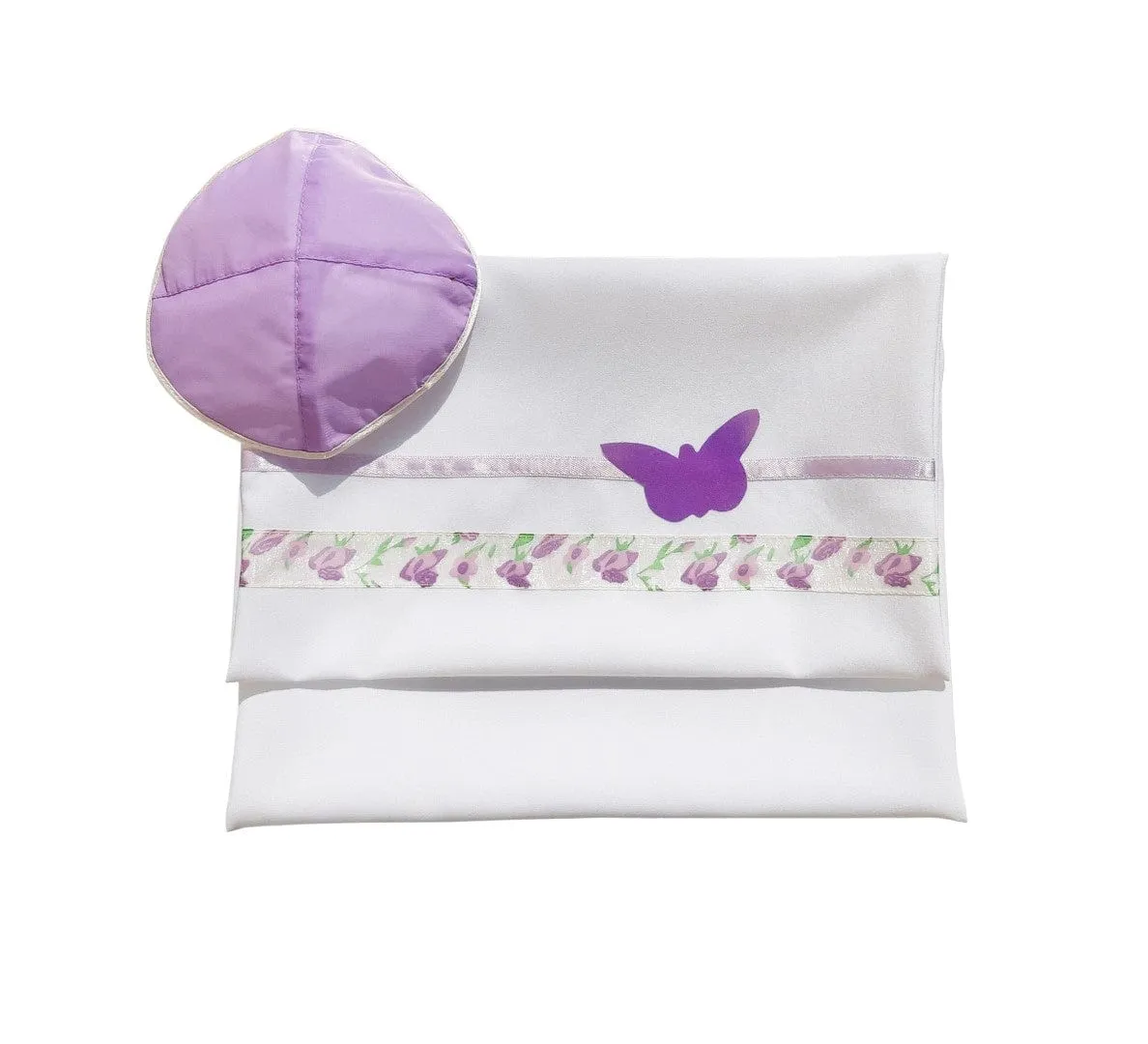 Purple Butterfly Tallit for Girls, Bat Mitzvah Tallit, Woman Tallit