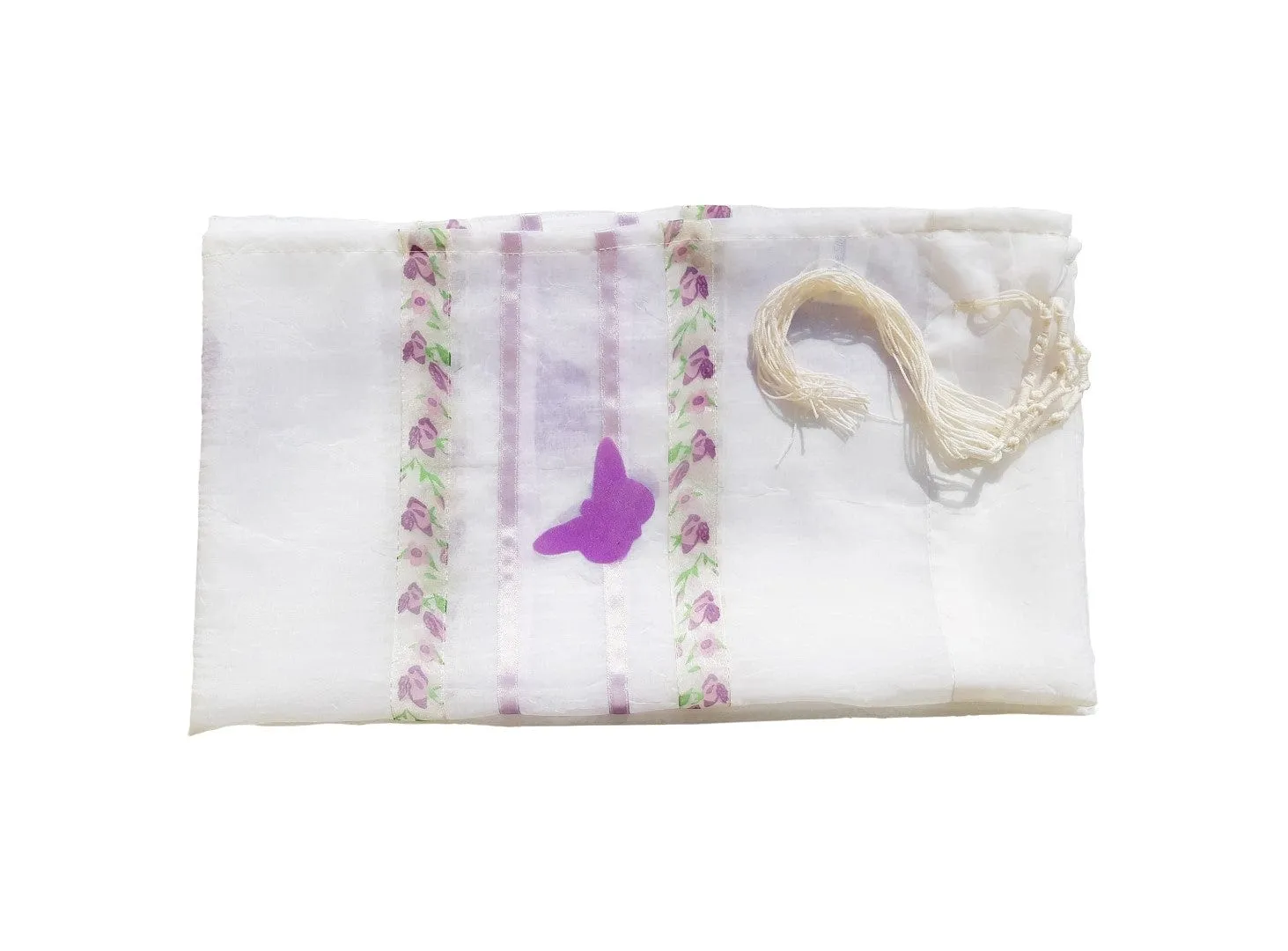 Purple Butterfly Tallit for Girls, Bat Mitzvah Tallit, Woman Tallit