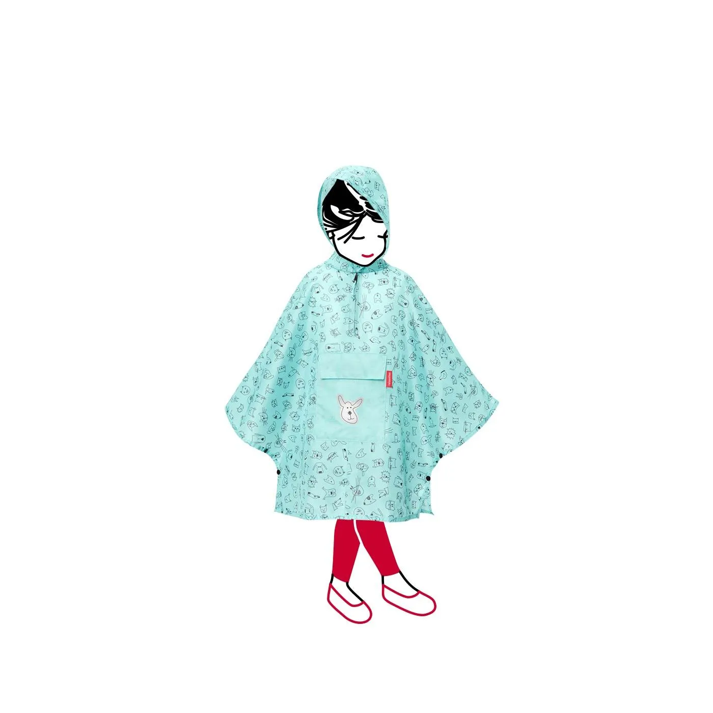 Reisenthel Mini Maxi Poncho M Kids Cats & Dogs Mint