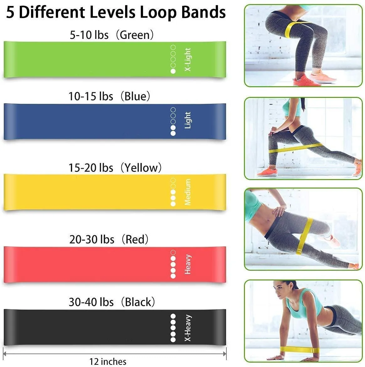 Resistance Loops Bands | (Set of 5) Multicolor - 1 feet