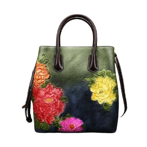 Retro Vintage Bucket Women Floral Embroidered Bag