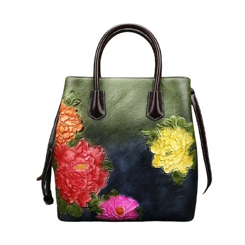 Retro Vintage Bucket Women Floral Embroidered Bag