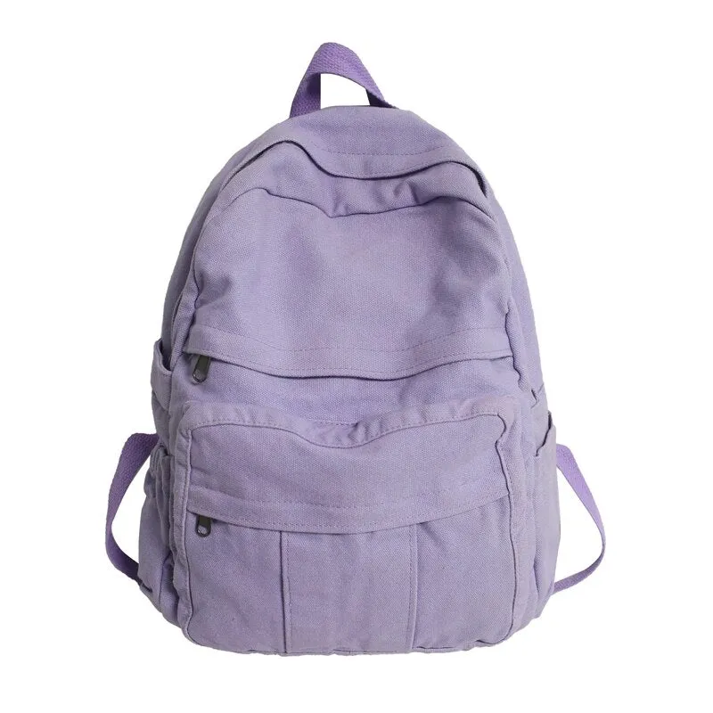 Solid Colour Retro Women Backpack