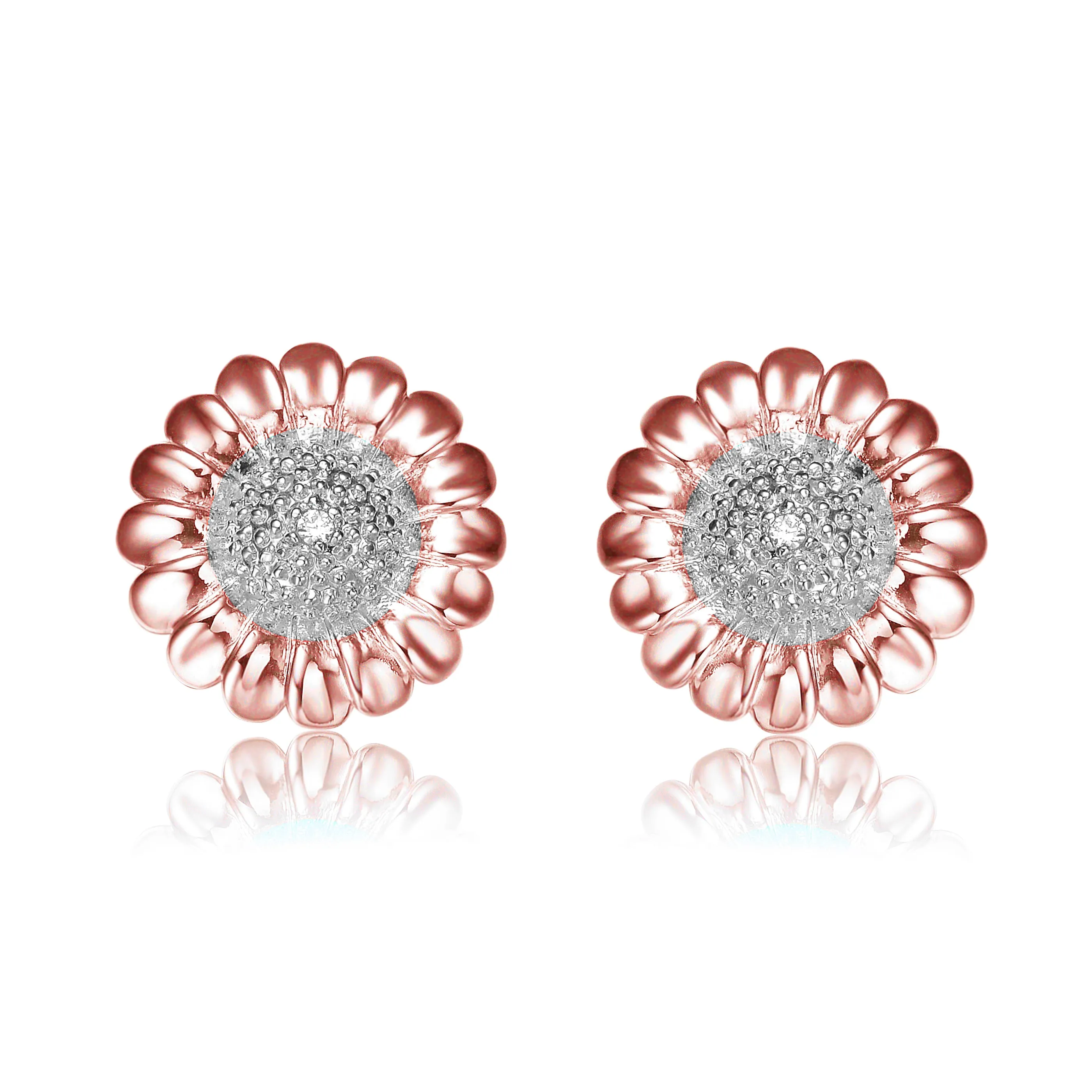 Sterling Silver Clear Round Cubic Zirconia Stud Earrings