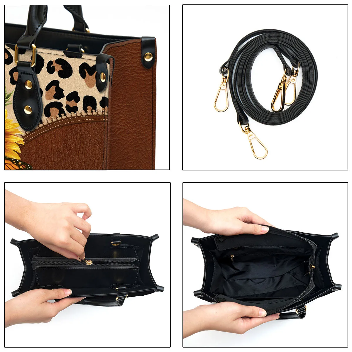 Sunflower Cross Leather Handbag 1 - Religious Gifts For Women - Women Pu Leather Bag