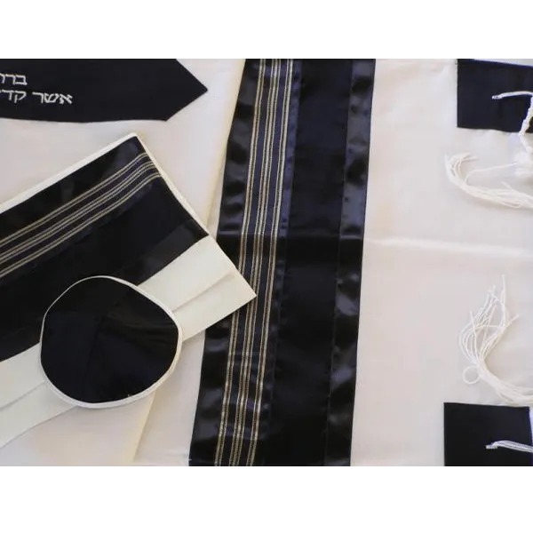 The Blue Stripes Bar Mitzvah Tallit, Wool Tallit, Hebrew Prayer Shawl, Tzitzit Custom Tallit from Israel