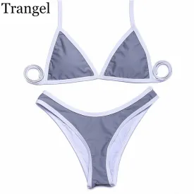 Trangel high cut bikinis 2017 New arrival sexy women bikini swimwear solid beachwear Brazilian bikini set EG500