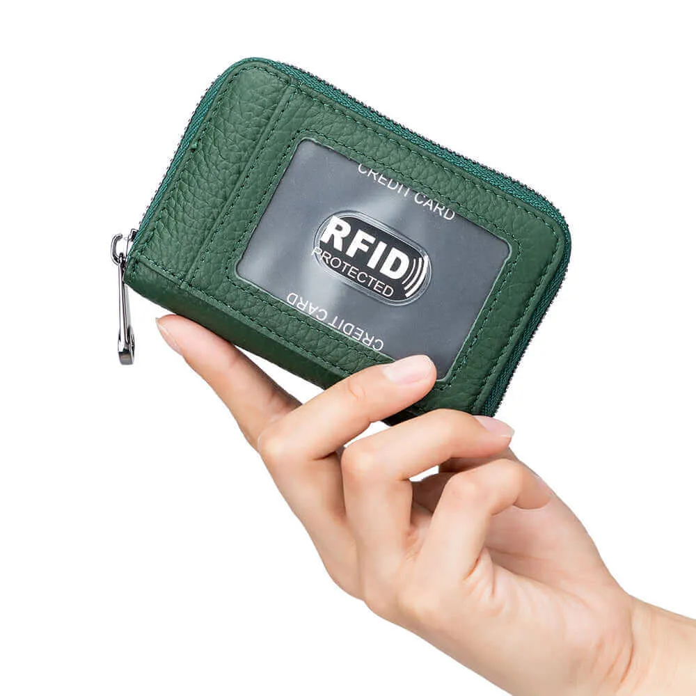 Transparent Window RFID Leather Card Holder