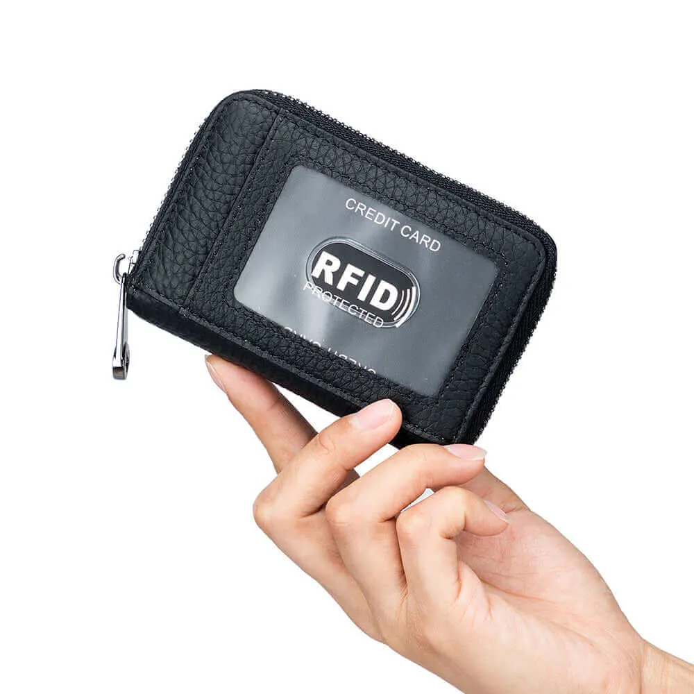 Transparent Window RFID Leather Card Holder