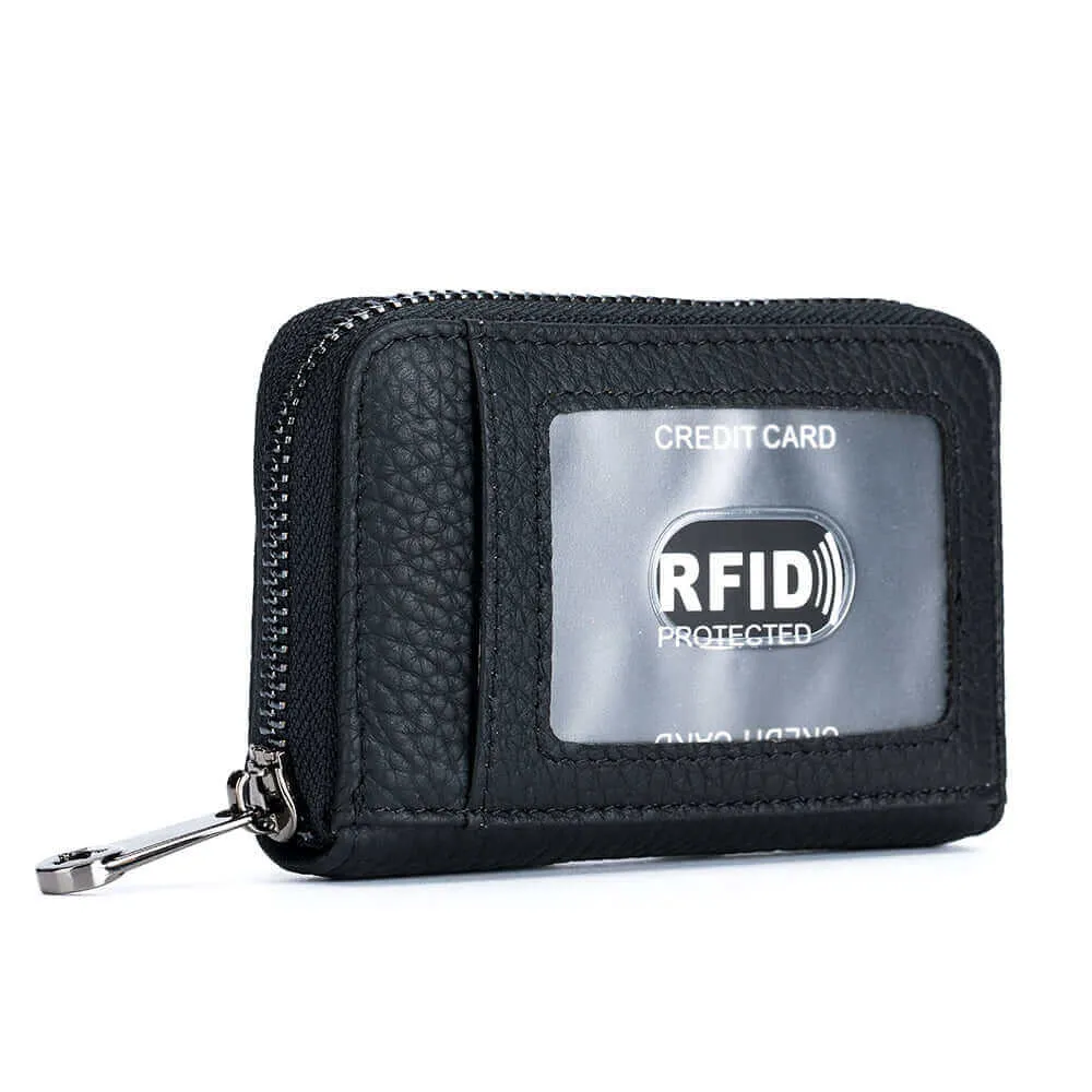 Transparent Window RFID Leather Card Holder