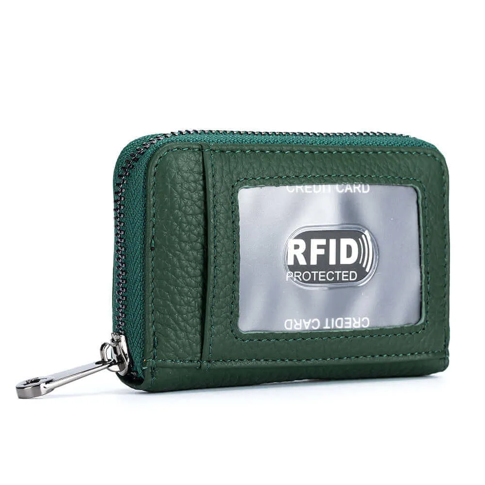 Transparent Window RFID Leather Card Holder