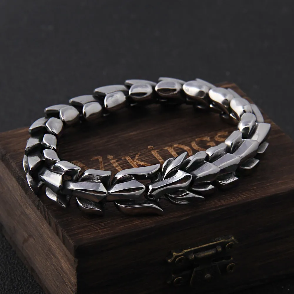 Viking Ouroboros Vintage Punk Bracelet For Men Stainless Steel Fashion Jewelry Hippop Street Culture - Bracelets