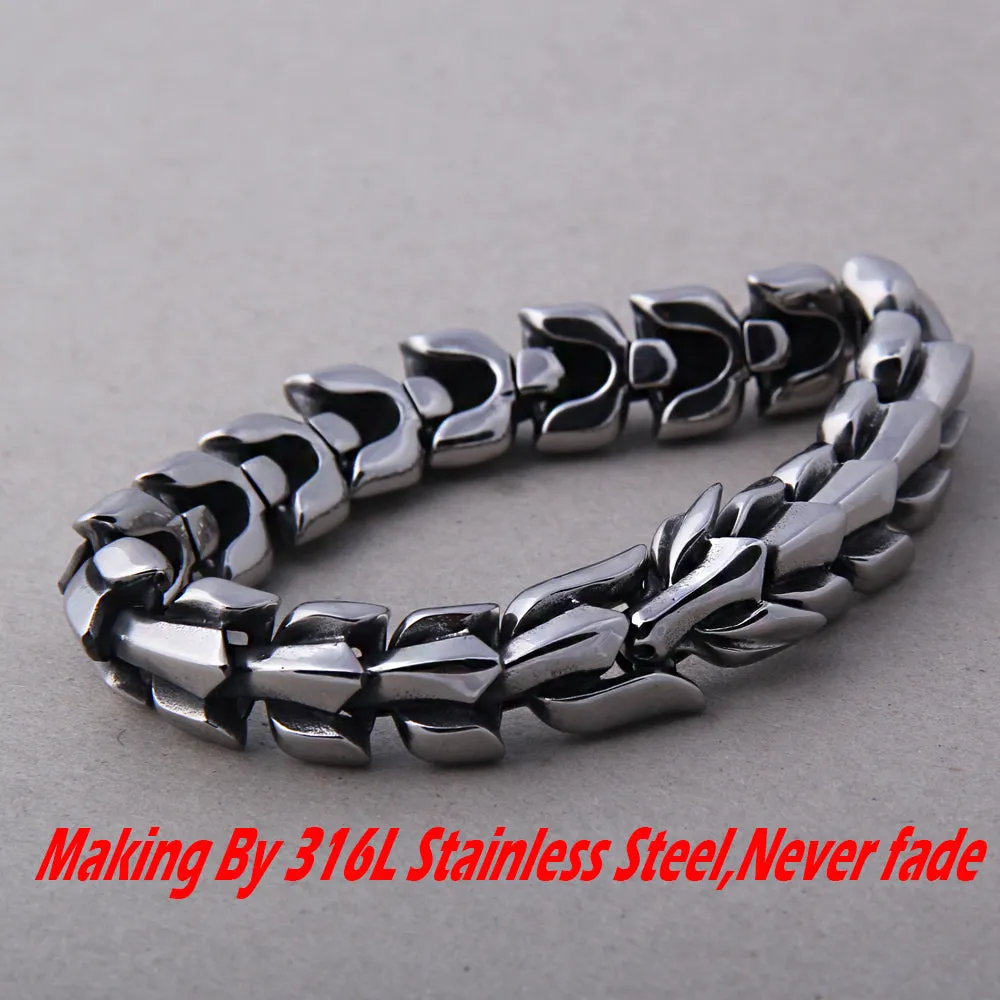 Viking Ouroboros Vintage Punk Bracelet For Men Stainless Steel Fashion Jewelry Hippop Street Culture - Bracelets