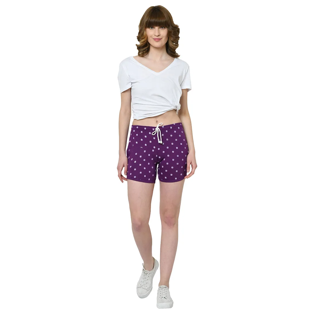 Vimal Jonney Purple Color Shorts For Women