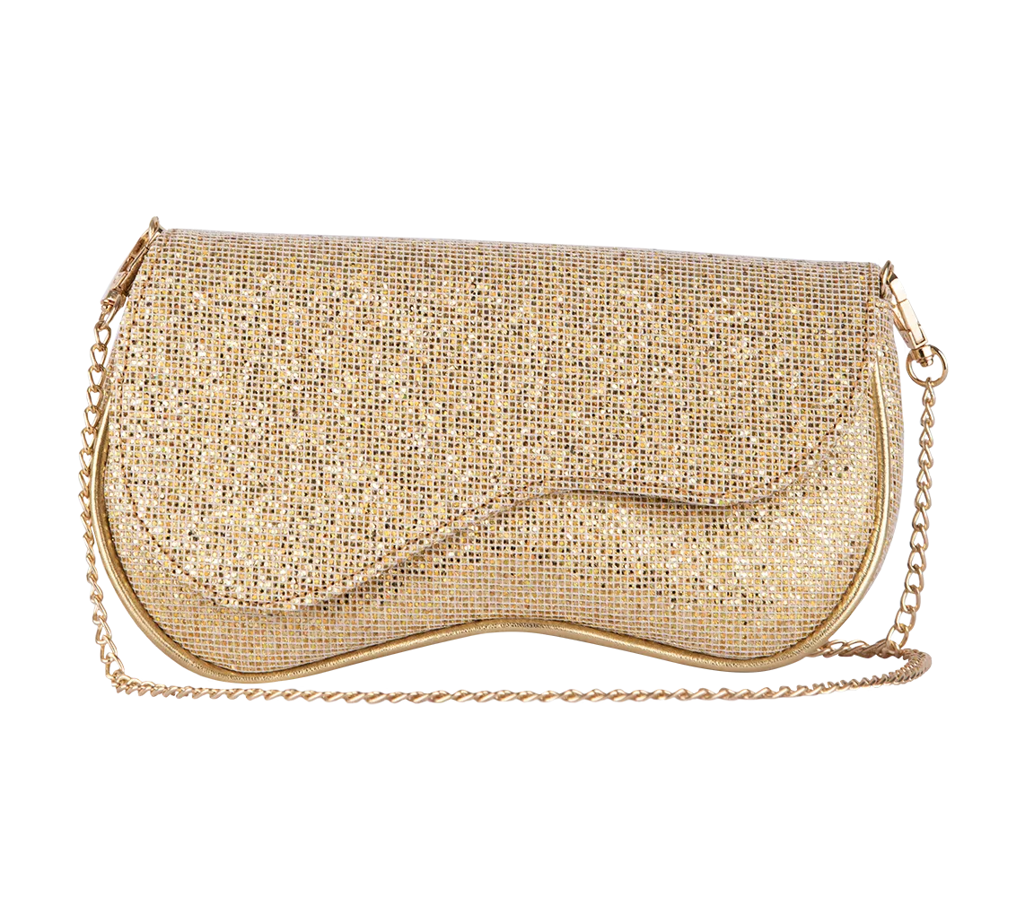 Wave Glitter Clutch Gold