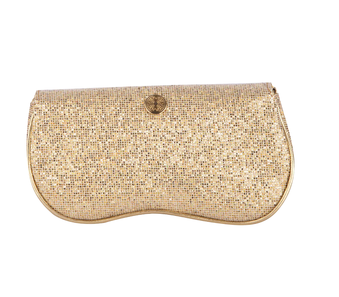 Wave Glitter Clutch Gold